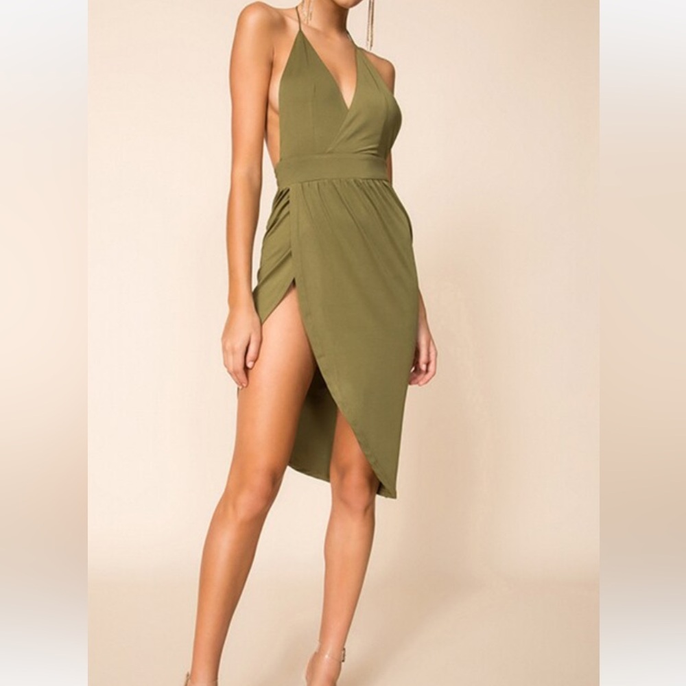Lareta superdown revolve  Olive Green Halter Dress